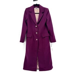Fleurette Holland Longline Wool Coat LORO PIANA Sz 6 Orchid Pea Coat NWT